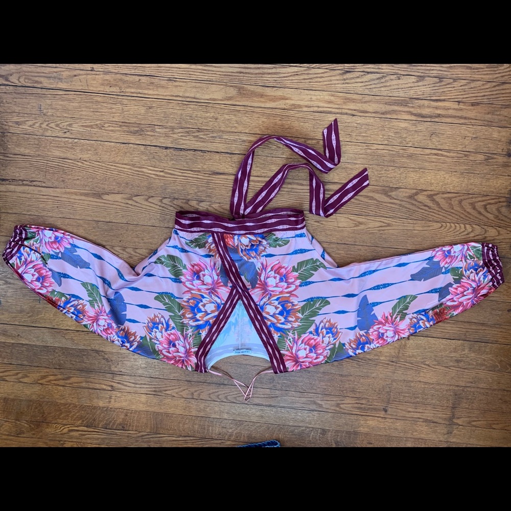 Fashion Nova Faux Silk Wrap Crop Blouse
